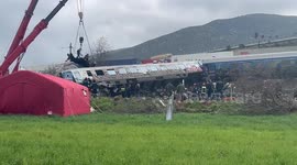 Rescue mission in Larissa, Greeceafter trains collision
