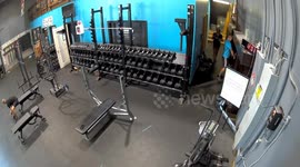 Locker lid blasts an unsuspecting coworker in the face, but she's too busy laughing to make sure he's okay!