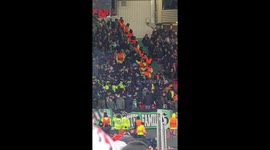 REAL BETIS FANS VS POLICE FIGHT OLD TRAFFORD STADIUM