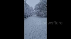 Thick layer of snow in Holmewood, Chesterfield, UK
