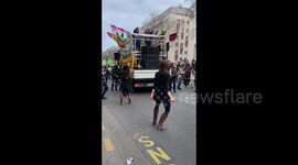 Dances And Songs During Protest Against Pension Reform in Paris, France