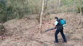Government officers to make a firebreak in Chiang Mai, Thailand