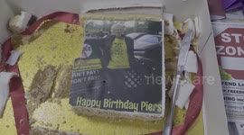Piers Corbyn celebrates 76th birthday with cake showing him protesting London's ULEZ