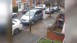 Moment man threw liquid over a car before it was set alight in street argument