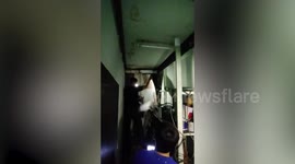 Fireman rips off wall in family's home to save stuck kitten stuck inside