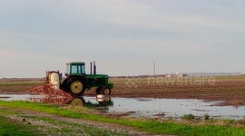 Flooded farmland in Red River County Texas on hwy 271 just north of Talco Texas.  The North branch of the Sulphur River was flooding causing problems for people in northeastern Texas.