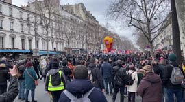 Police intervention during demonstration in Paris, France
