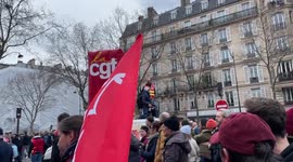 Anti pension reform protest in Paris, France