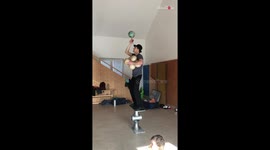 'That's unbelievable!' - Juglar impressively juggles 5 balls balancing atop 3 Rola-bola  while spining a ball on hat