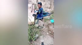 Workers rescue newborn puppies left at construction site in Thailand