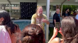 Wim Hof ice bath at the Human Kind summit in Sydney, Australia