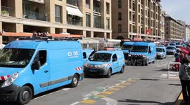 Demonstration of striking electricians in Marseille, France