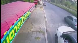 Lucky driver escapes unscathed when he stepped out of car to buy drink seconds before crash