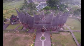 Drone Footage Istano Basa Pagaruyuang (Kingdom of Pagaruyuang) in Tanah Datar Dsitrict, West Sumatra Province, Indonesia on March 22, 2023.