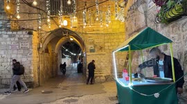 Festive lights are hung up the old city of Jerusalem amidst preparations ahead of the Muslim holy fasting month of Ramadan.