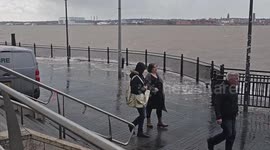 High tide sees River Mersey overflow nearby Museum of Liverpool