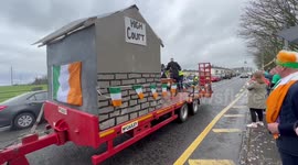 Platform representing Enoch Burke at the St Patricks parade in Shrule, Ireland
