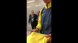 Cristiano Ronaldo signs shirt after Alnasser Match