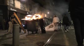 Bordeaux under tremendous amounts of smoke from tear gas, trash fires