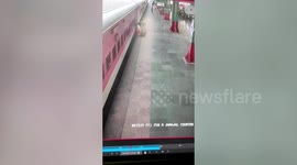 Timely action by cop helps save life of man who slipped while trying to board moving train in western India