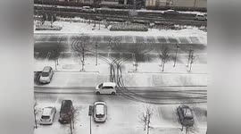 Driver makes heart-shaped trails in snow in Japan