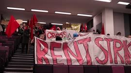 Manchester University Lecture Hall taken over by students striking over rent