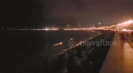 Marine Drive Mumbai at night .  marine drive at late night