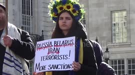 As Sergei Lavrov  set to meet Iranian counterpart Ukranians and Iranizns stage London protest together