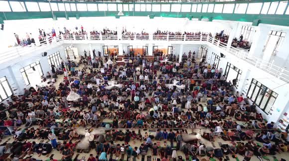 Hundreds of students at the Ar-Raudhatul Hasanah Islamic Boarding School in Medan City, North Sumatra, are seen reading the Koran during the month of Ramadan.