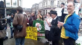 Piers Corbyn drives his 'Anti ULEZ mobile' onto Camden High Street pavement for anti ULEZ song