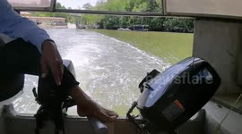 Residents use miner boat services to cross Sungai Sepang in Port Dickson and Sungai Pelek, Selangor
