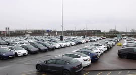 Tesla cars parked up awaiting new owners in North London Tesla cars lose value faster than rival models after price cuts, data shows
