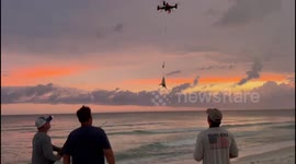 Drone gets struck by lighting moments after takeoff