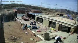 Intense clips shows girl falling into deep well, and dad saving her