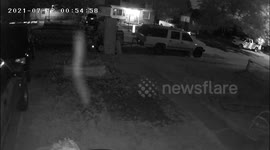 Camera set outside my house captured an orb transform into a full bodied spirit and starts walking away.