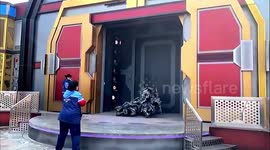 Megatron falls down at   Universal Beijing Studios