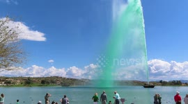 Beautiful awesome Green Fountain on St Patrick's Day