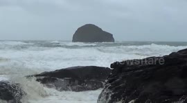 Trebarwith Strand, Tintagel Cornwall. .Storm mathis is battering the north coast of cornwall and the sea is turning into a giant sea of froth. 2