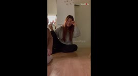 Ecstatic mom STRUGGLES to keep it together as 1 y/o daughter takes her first steps