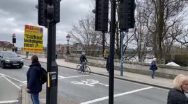 Anti Ulez Protest takes place at Londons Putney Bridge 1st April 2023