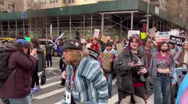 Chants at the march for Trans Day of Visibility in New York, NY, USA