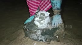 Stone sculpture. It is believed to belong to Ma Kali. While the statue is 4 feet tall, it is believed to be many years old. The statue was covered with a rug and kept by the mosquitoes in the community hall.