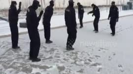 Police play their own version of Plants vs. Zombies