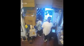 Excited dog jumps through drive-thru window at yellowhammer coffee company in Mobile, AL!