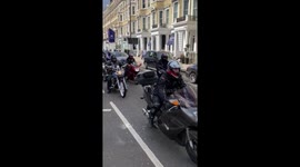 Rolling Thunder motorbikes making their way to Parliament Square from Windsor