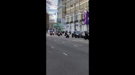 Rolling Thunder motorcycles making their way to Parliament Square from Windsor
