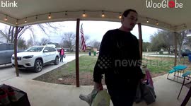 Doorbell camera catches FUNNY moment of baby's car tipping over out of nowhere