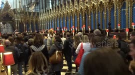 Visitors leave Westminster Abbey after Easter Day Evensong on Sunday 9 April 2023