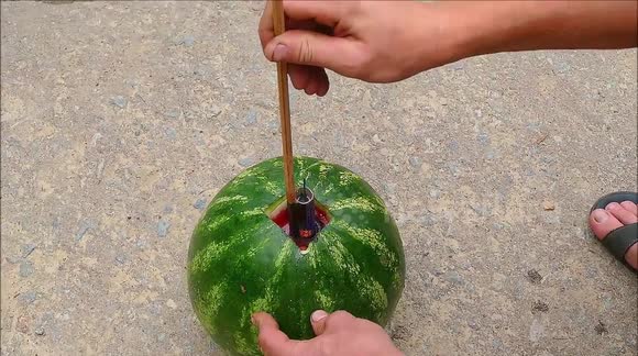 Powerful rocket meets watermelon and the results go BANG