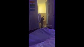 Hilarious moment family pet interrupts sisters' movie night demanding attention